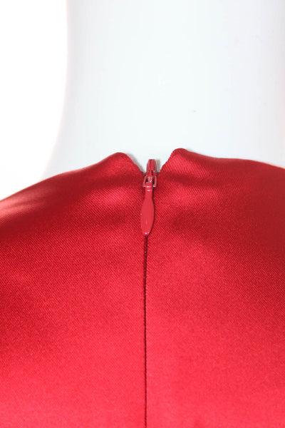 Jonathan Simkhai Women V Neck Long Sleeved Midi Ruched Slit Dress Red Size 4