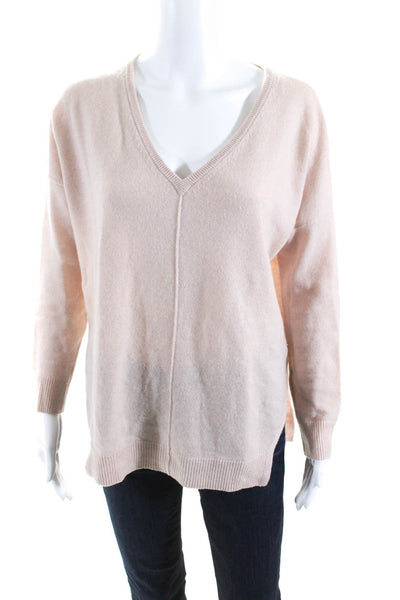 Autumn Cashmere Womens 100% Cashmere V Neck Long Sleeved Sweater Beige Size XS