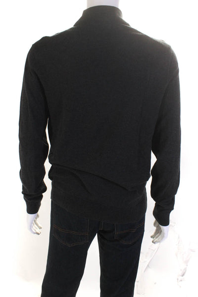 Boss Hugo Boss Men's Long Sleeve Textured Quarter Zip T-shirt Dark Gray Size L
