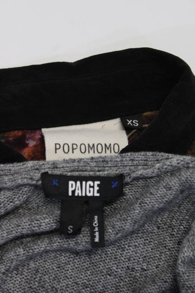 Paige Popomono Womens Button Up Cardigan Shirt Dress Gray Black Size S XS Lot 2