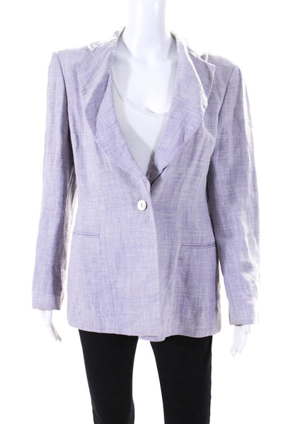 Armani Collezioni Women's One Button Fully Lined Blazer Jacket Purple Size 12