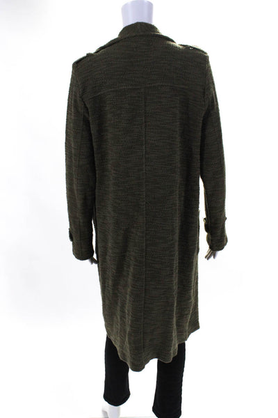 BB Dakota Women's Cotton Blend Mid Length Open Front Cardigan Green Size M