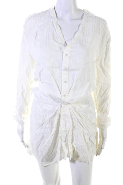 Joie Womens White Striped V-Neck Button Down Long Sleeve Shift Dress Size XS