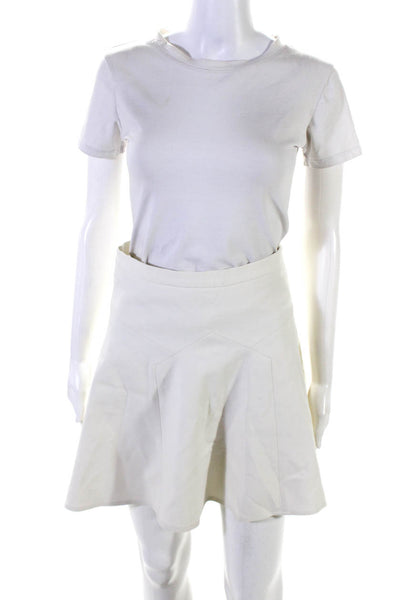 Tibi Womens Solid White Zip Back Lined A-Line Skirt Size 2