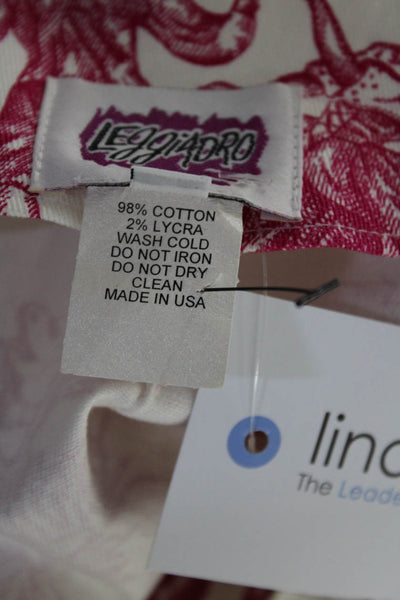 Leggiadro Womens Cotton Farmer Graphic Print A-Line Skirt White Pink Size 4