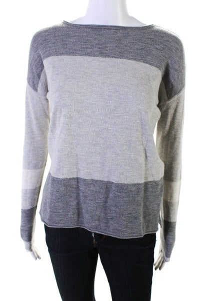 Vince Womens Cotton Knit Round Neck Long Sleeve Pullover Sweater Gray Size 2XS