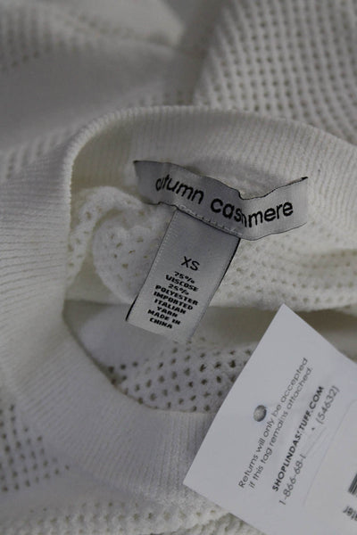 Autumn Cashmere Womens Open-Knit Long Sleeve Pullover Sweater White Size XS