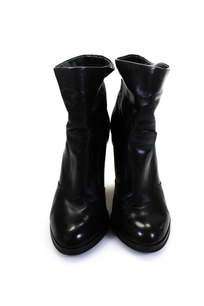 Elie Tahari Womens Leather Almond Toe Pull On Ankle Boots Black Size 7.5US 37.5E