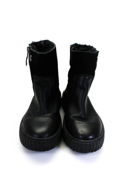 Pajar Womens Leather Shearling Lined Platform Waterproof Boots Black Size 8US 39