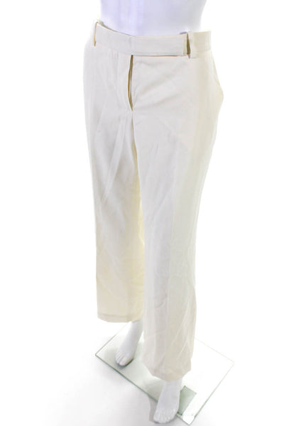 Alexander McQueen Womens Wool Pleated Front Straight Leg Pants White Size 34 in