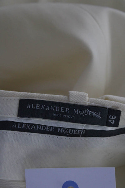 Alexander McQueen Womens Wool Pleated Front Straight Leg Pants White Size 34 in