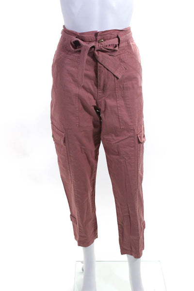 Alex Mill Womens Cotton High-Rise Paperbag Waist Cargo Pants Salmon Size 0