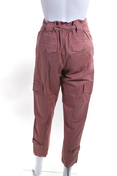 Alex Mill Womens Cotton High-Rise Paperbag Waist Cargo Pants Salmon Size 0