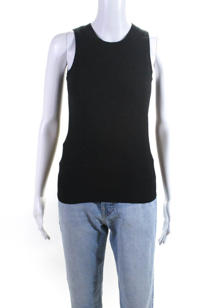 Minnie Rose Womens Knit Round Neck Sleeveless Pullover Top Black Size S