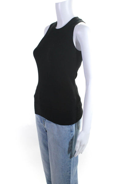 Minnie Rose Womens Knit Round Neck Sleeveless Pullover Top Black Size S