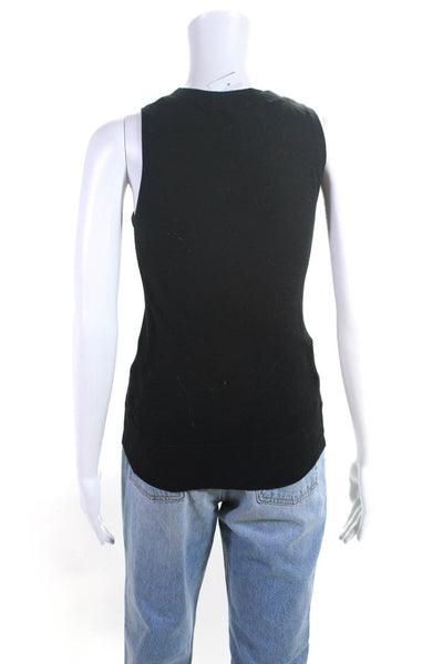 Minnie Rose Womens Knit Round Neck Sleeveless Pullover Top Black Size S