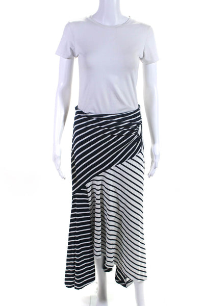 PETER PILOTTO Womens Striped A Line Maxi Skirt Navy Blue White Size 8