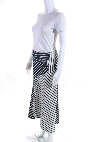 PETER PILOTTO Womens Striped A Line Maxi Skirt Navy Blue White Size 8