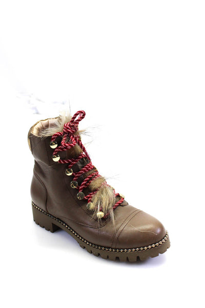 Cecelia New York Womens Brown Lace Up Combat Boots Shoes Size 6.5