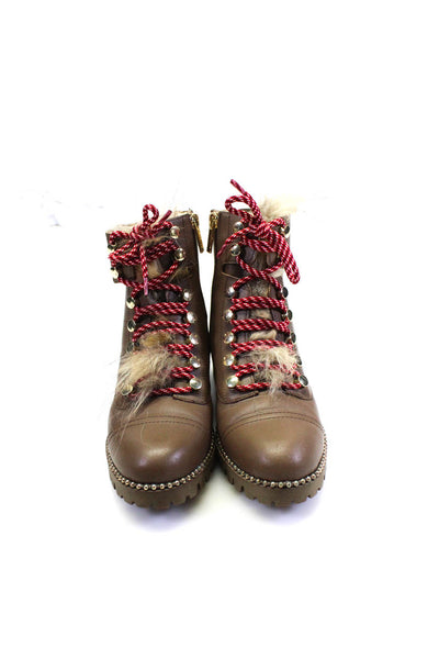 Cecelia New York Womens Brown Lace Up Combat Boots Shoes Size 6.5