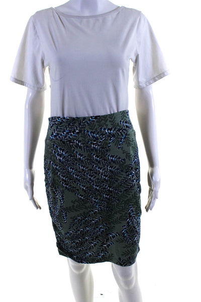 Nic + Zoe Womens Lined Abstract Print Stretch Knee Length Skirt Green Size S