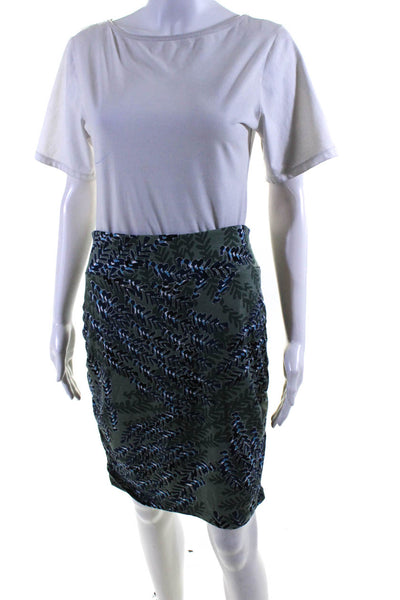 Nic + Zoe Womens Lined Abstract Print Stretch Knee Length Skirt Green Size S