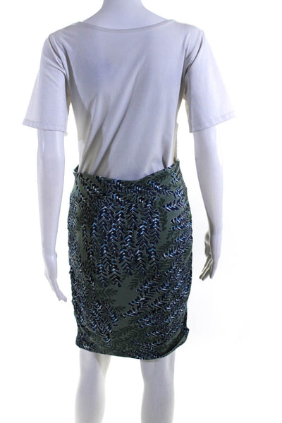 Nic + Zoe Womens Lined Abstract Print Stretch Knee Length Skirt Green Size S