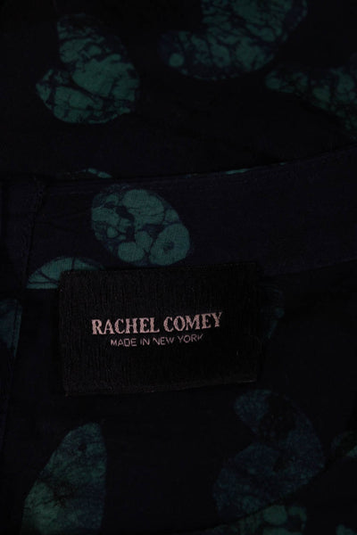 Rachel Comey Womens Long Sleeve Crew Neck Cracked Spotted Shirt Navy Blue Size 0
