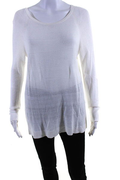 Rag & Bone Womens Mesh Textured Long Sleeve Pullover Sweater White Size S