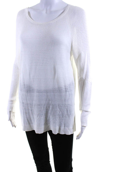 Rag & Bone Womens Mesh Textured Long Sleeve Pullover Sweater White Size S