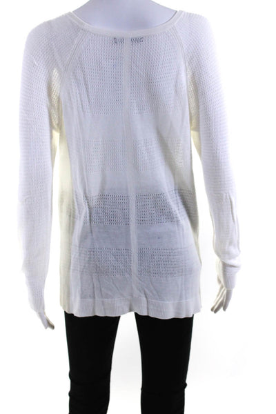 Rag & Bone Womens Mesh Textured Long Sleeve Pullover Sweater White Size S