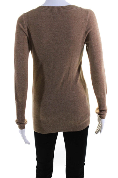 J Crew Womens Cashmere V-Neck Long Sleeve Pullover Sweater Brown Size XS