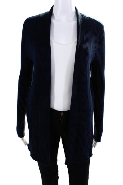 J. Mclaughlin Womens Cotton Knit Long Sleeve Open Sweater Cardigan Navy Size S