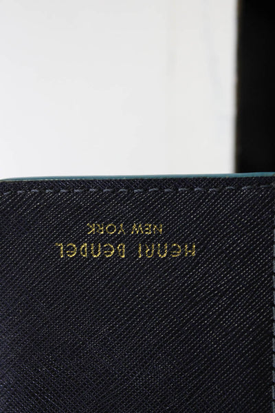 Henri Bendel Women's Cutout Pressed Leather Snap Closure Bi-Fold Wallet Navy