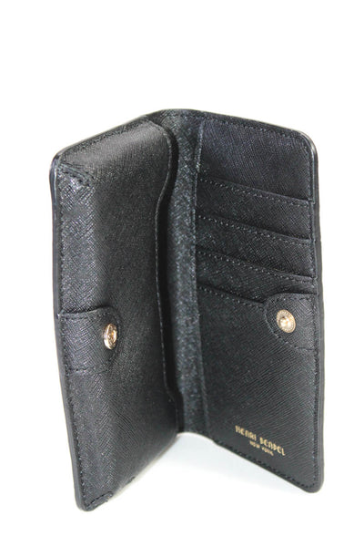Henri Bendel Women's Pressed Leather Snap Closure Bi-Fold Wallet Black