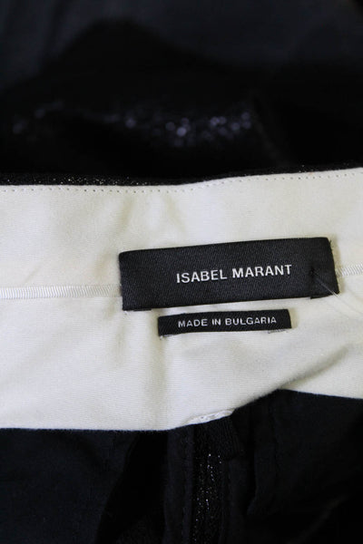 Isabel Marant Women's Flat Front Glitter Straight Leg Dress Pant Black Size 4