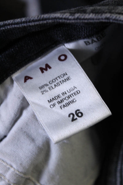 Amo Womens Midrise Five Pockets Button Fly Straight Leg Denim Pant Black Size 26