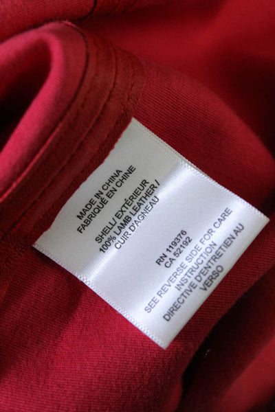 Helmut Lang Women's Elastic Waist Slit Hem Leather A-line Midi Skirt Red Size 4