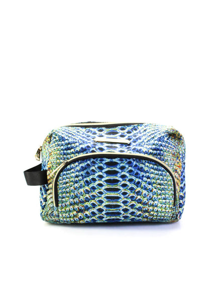 Aimee Kestenberg Womens Snakeskin Print Cosmetic Handbag Multi Colored