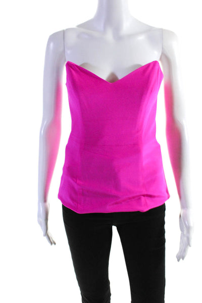 Jennifer Hope Womens Strapless Sweetheart Neck Back Zip Blouse Pink Black Size 4