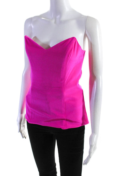 Jennifer Hope Womens Strapless Sweetheart Neck Back Zip Blouse Pink Black Size 4