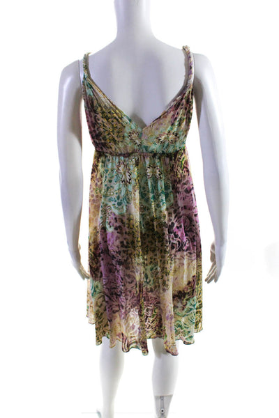Searle Womens Abstract Print V-Neck Unlined Mini Sundress Multicolor Size 4