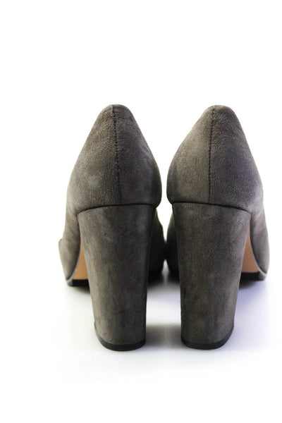 John Camuto Womens Suede Round Toe Block Heel Pumps Dark Gray Size 7US