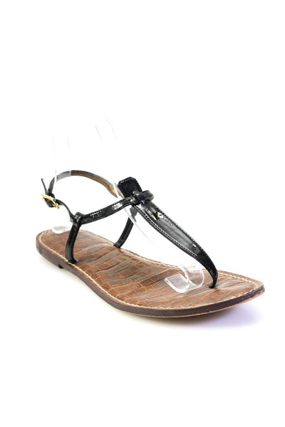 Sam Edelman Womens Vegan Leather Open Toe T-Strap Flat Sandals Black Size 7.5US