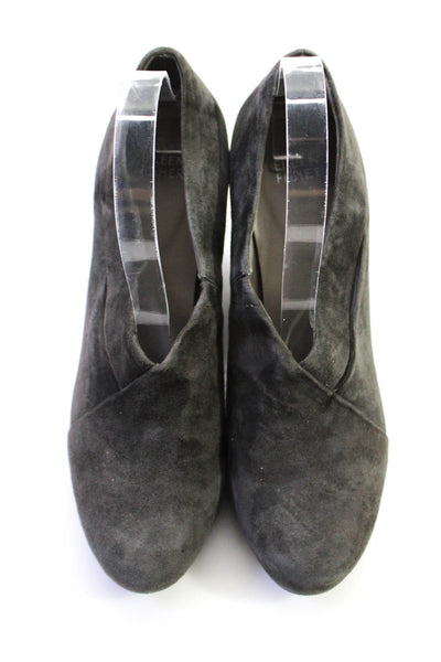 Eileen Fisher Womens Suede Elastic Cutout Platform High Heels Gray Size 9.5