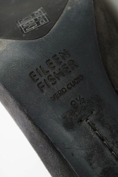 Eileen Fisher Womens Suede Elastic Cutout Platform High Heels Gray Size 9.5