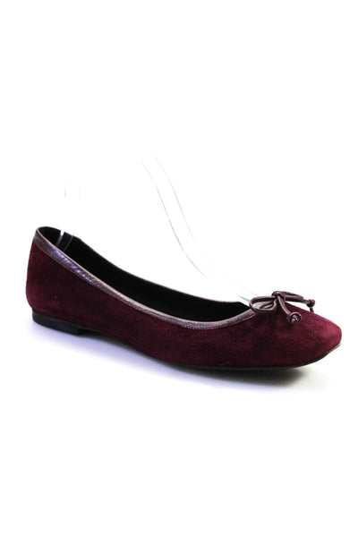 Stuart Weitzman Women's Round Toe Bow Slip-On Suede Flat Shoe Purple Size 6