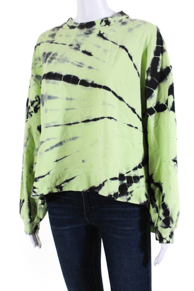 Electric & Rose Womens Tie Dye Print Sweatshirt Green Black Cotton Size Small