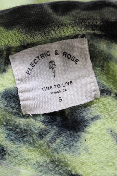 Electric & Rose Womens Tie Dye Print Sweatshirt Green Black Cotton Size Small