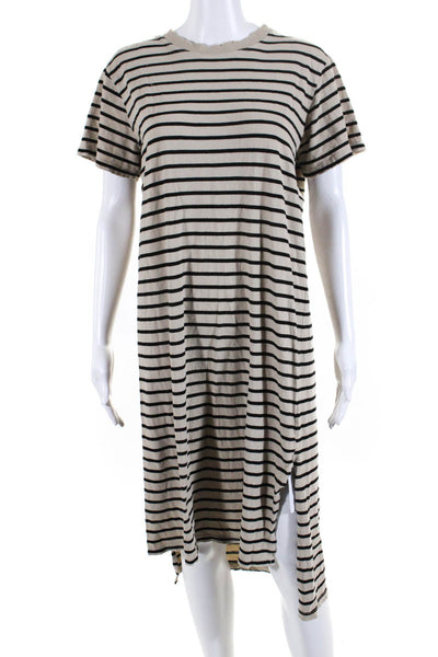 Electric & Rose Womens Striped Shirt Dress Beige Black Size Extra Small
